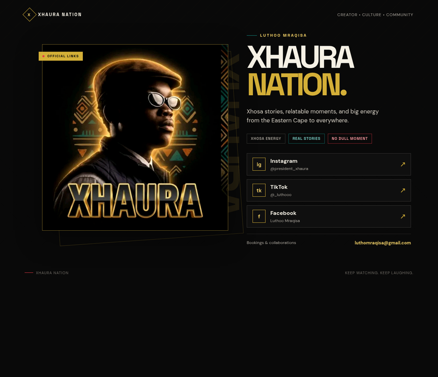 Xhaura Nation website preview